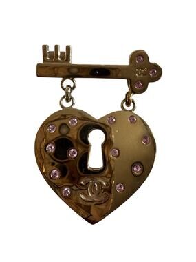 Chanel Heart Lock & Key Brooch